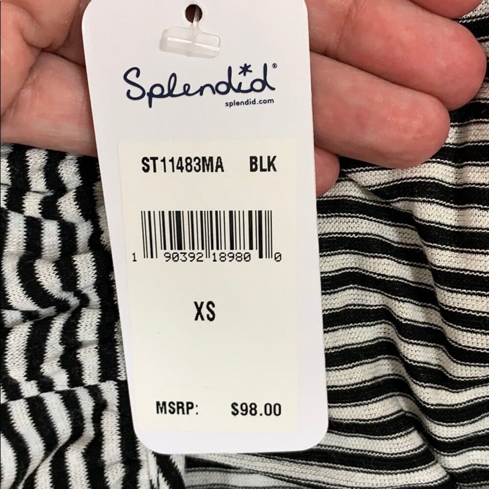 Splendid Striped Ruffle Black One Shoulder Top - Picture 5 of 6